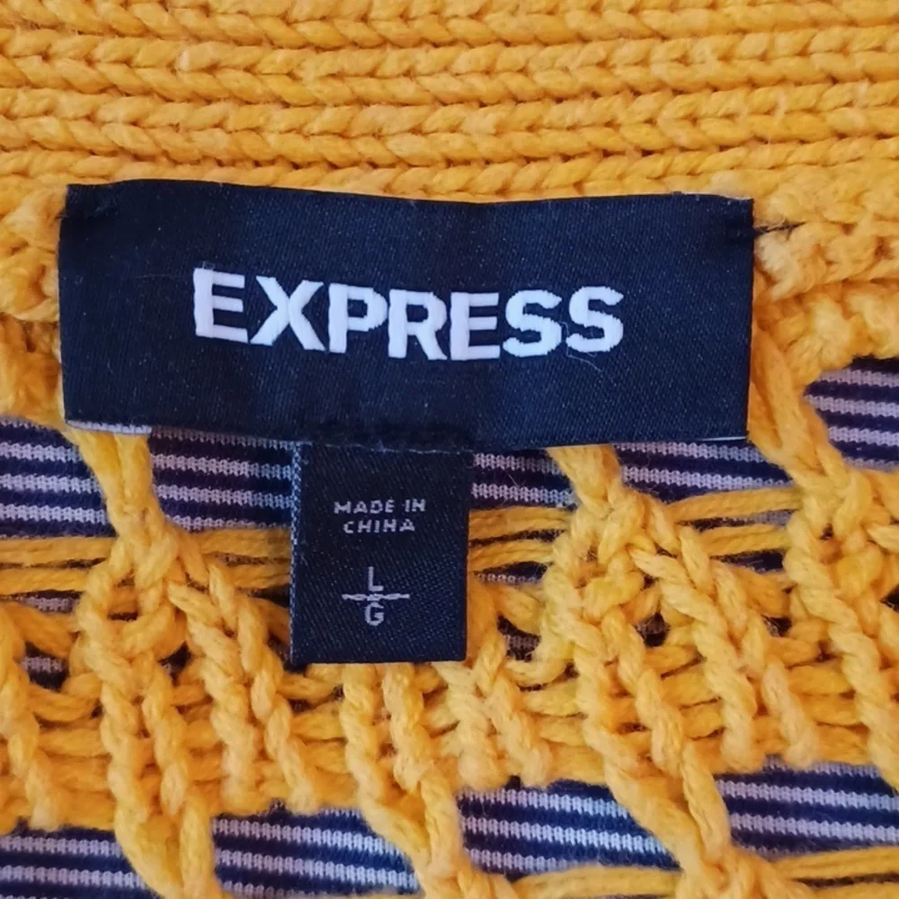 -- Yellow Open-Knit Women's Cardigan - Picture 6 of 8